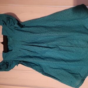 Green Pleated Puff Sleeve Sundress